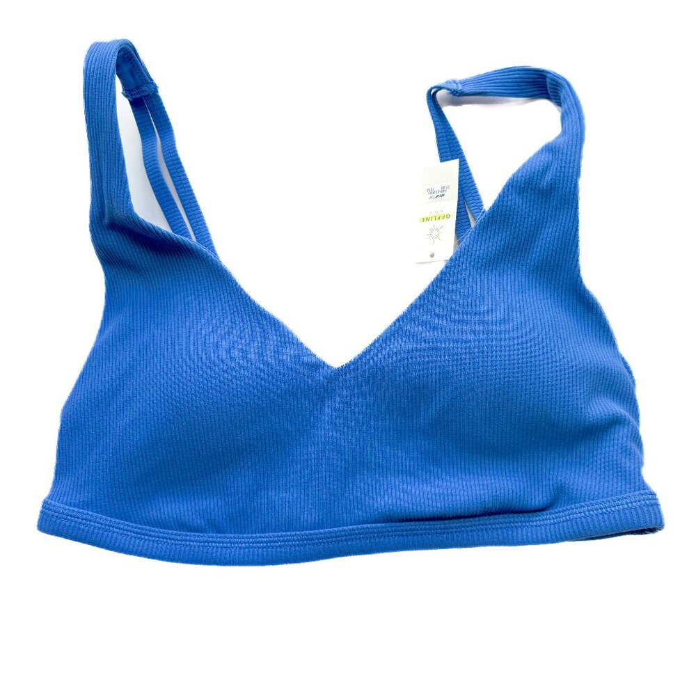 aerie Blue Ribbed Sports Bra